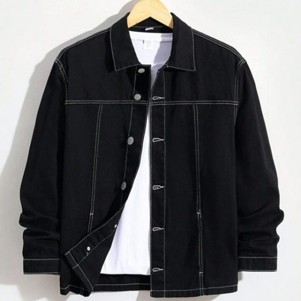 Black Utility Denim Shirt